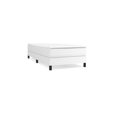 Sommier à lattes de lit avec matelas Blanc 80x200 Similicuir (1/5)