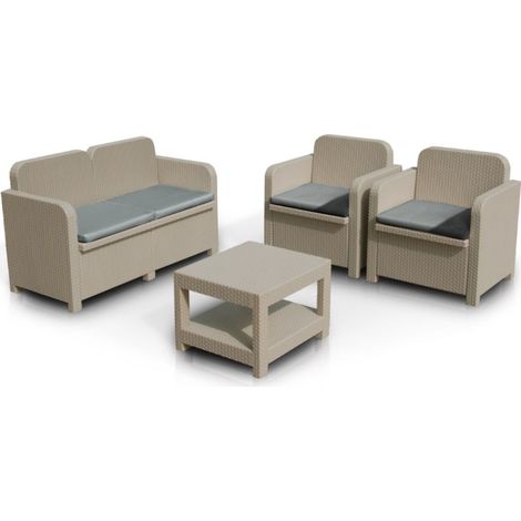 Salotto da giardino 4 posti in Polyrattan Grand Soleil Sorrento Poly - Colore: Beige (1/5)
