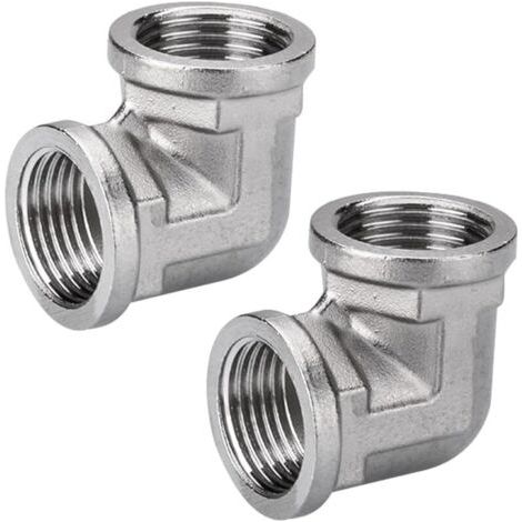 Pair Lot de 2 coudes coudés en acier inoxydable 304 90° 1/2\" IG/IG, 1/2\" en acier inoxydable coudé à 90 °, filetage intérieur 1/2\", coude coude pour installations d'irrigation (1/5)