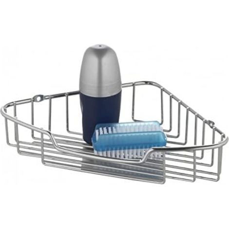 Étagère de Douche Murale Escala, Étagère pour Salle de Bains en Fer Chromé, Étagère d'angle Pratique, env. 20 x 4,5 x 20 cm, Argenté