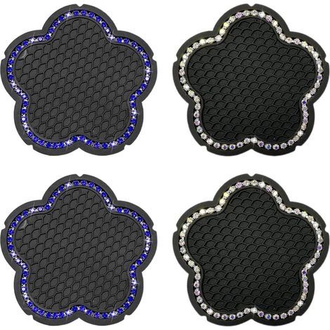 Lot de 4 Porte-Gobelets Voiture Étoile en Silicone avec Strass Scintillants - Antidérapant Universel, Accessoire Décoratif Intérieur Auto (1/5)