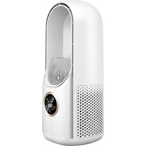 Ventilateur Sans Pale - 6 Vitesses - Contrôle Tactile - Humidification 100 ml - Minuterie 6 h - Silencieux 35 dB - Pour Bureau Chambre Salon - Blanc