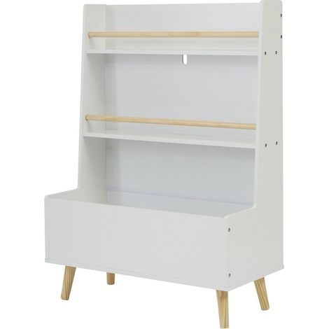 Kids Bookcase and Toy Storage Cabinet - L32 x W68 x H90 cm - White