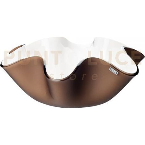 CENTROTAVOLA PICCOLO SOFT IN CRISTALLO ACRILICO BIANCO E MARRONE