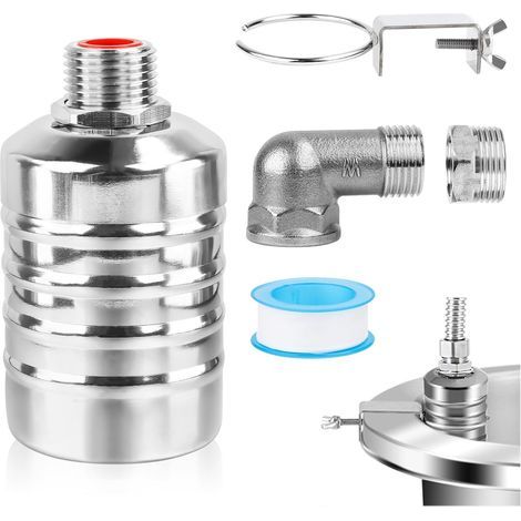 Robinet à Flotteur en Acier Inoxydable, 1/2" à 3/4" Vanne à Flotteur Entièrement Automatique, Régulateur De Niveau D'eau Automatique, Valves À Flotteur En Acier Inoxydable (1/5)
