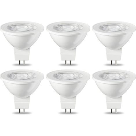 Paquete de 6 bombillas LED GU5.3 MR16 de 5 W, luz blanca cálida, no regulables, 220 V [Clase energética G] (1/5)