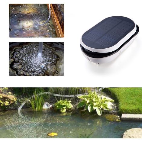 Pompe à air solaire inclinée, oxygénateur solaire pour bassin et étang avec pierre à air pour aquariums et étangs (portable) (1/5)