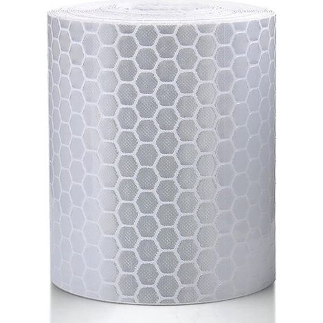 Ruban réfléchissant 3M x 5cm (1 pièce) - Film adhésif de sécurité réfléchissant pour voiture, camion, moto, bateau, vélo, remorque, camping-car (blanc) - Dimensions standard : 1 cm x 1 cm (1/5)