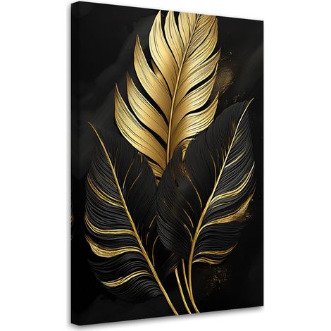 Quadro su tela, Foglie di palma dorate Glamour - 40x60 (1/3)