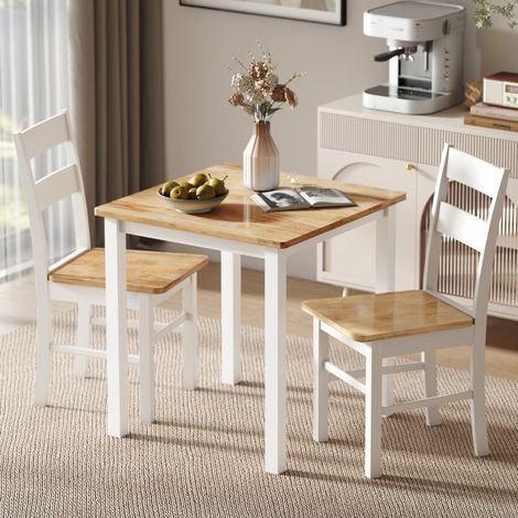 Table à manger en bois d'hévéa 4 personnes naturelle