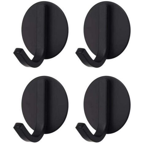 Strong Adhesive Hooks, Black Stainless Steel (4 Pieces) - Towel Rack