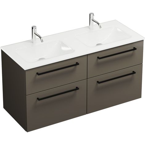 Lavabo en verre Burg Eqio + vasque en mélamine 615 x 1220 x 490 mm gris brillant/blanc GR0234