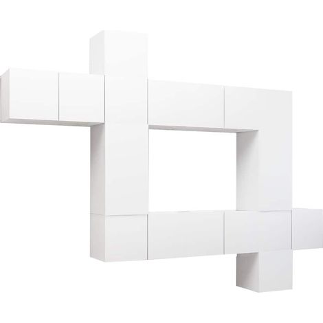 Ensemble de meubles TV Banc TV Armoire TV 10 pcs Blanc Bois d'ingénierie (1/5)