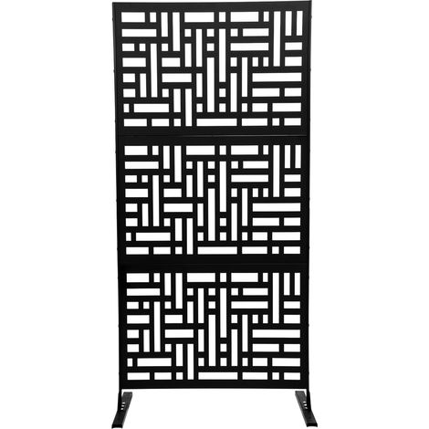 Panneaux Diviseurs de Chambre Décoratif, Séparateur en métal, Intérieur et Extérieur, La base en forme de H, Écran de confidentialité partition pour jardin balcon et terrasse (Noir, Rayures, 9040190 c (1/5)