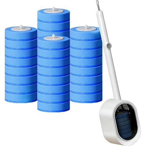 Brosse WC Jetable, avec Têtes de Rechange pour Tige de Toilette (1/5)