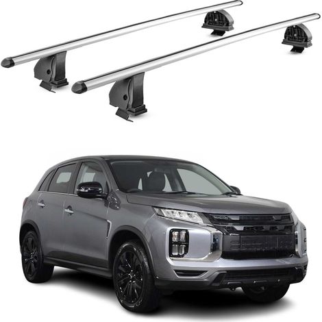 OMAC Barres de toit transversales en aluminium pour Mitsubishi ASX II 2023-2026 – TÜV / DIN 75302:2019 – Antivol inclus – Charge max 75 kg – 2 barres – Gris (1/4)