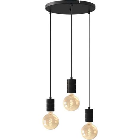 [NEUWERTIG] B-Ware Calex Retro Pendelleuchte Hängeleuchte Hängelampe Leuchte rund 3-flg. schwarz (1/2)