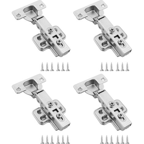 Lot de 4 charnières de porte sans cadre, à recouvrement total et à vitesse de fermeture réglable, démontables.