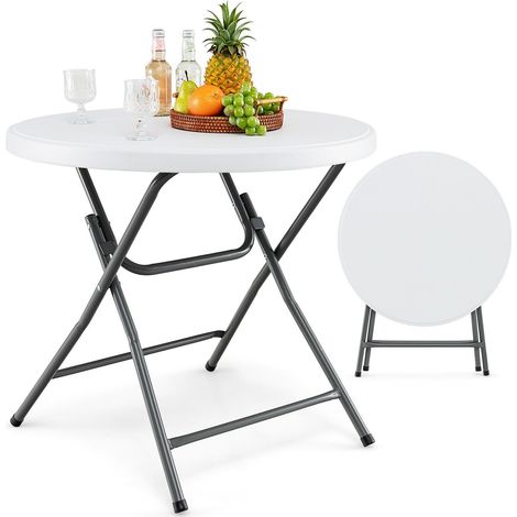 81 CM Round Folding Table Round Plastic Table Coffee Dining Table (1/5)