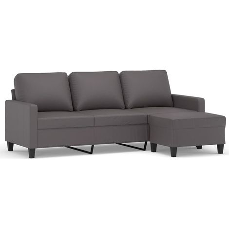 Canapé à 3 places,Sofa pour Salon,Banquette avec repose-pieds Gris 180 cm Similicuir CFW361369 (1/5)
