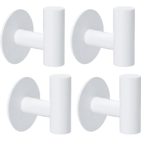 Crochet Adhésif Mural Blanc 4 Pièces - Porte Serviette Salle de Bain Sans Perçage, Crochet Autocollant en Acier Inoxydable pour Chambre (1/5)