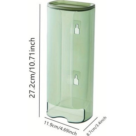 Pratico contenitore da parete senza forare, 27 x 12 x 9 cm, multiscomparto, verde trasparente (1/4)