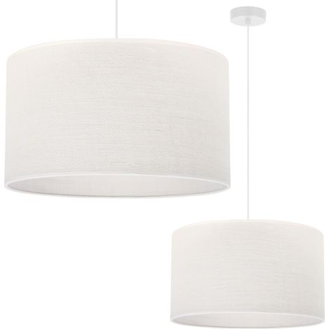 LÁMPARA COLGANTE DE YUTE BLANCO 1 PANTALLA PLANA BLANCA 40CM E27