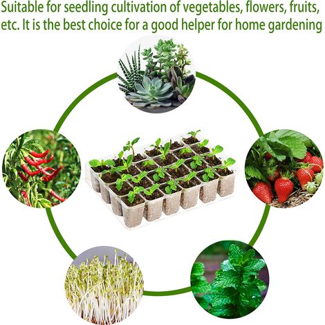 Lot de 5 plateaux de culture en plastique transparents à 24 compartiments pour semis, fleurs, légumes et fruits. (1/5)