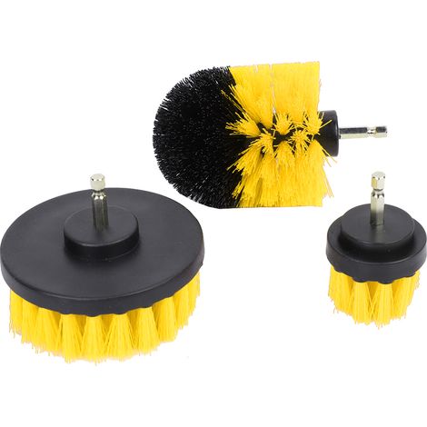 Kit de Nettoyage Électrique pour Salle de Bain - 3 Brosses Puissantes Compatibles Perceuse (Jaune) (1/5)