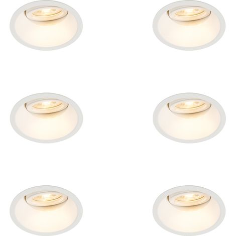 QAZQA Juego de 6 Foco empotrable blanco giratorio e inclinable - Alloy Aluminio Adecuado para LED Max. 1 x 50 Watt
