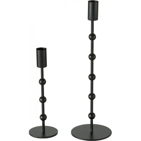 - Bougeoirs - Lot de 3 - Bougeoirs - Noir - Kimberly - Métal - Hauteur : 20 et 30 cm (1/5)