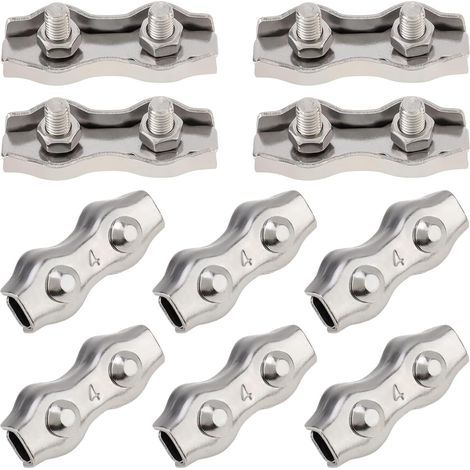 Packung mit 10 M4 Duplex 2-Pfosten-Kabelbindern, hergestellt aus Edelstahl 304 für Kabelbinder mit 0,3 cm Durchmesser und Doppelbolzen. (1/5)