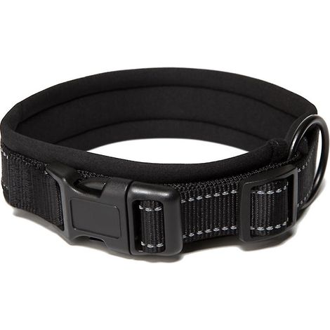 Collier pour chien en nylon réfléchissant avec rembourrage en néoprène respirant-Black (1/2)
