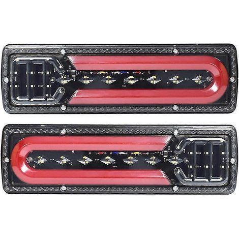 Lot de 2 feux arrière LED pour voitures, clignotants, feux de freinage et feux de recul, compatibles avec camions, bus, tracteurs et camping-cars. (1/5)
