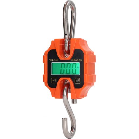 Digitale Waage in Orange, tragbarer Hebehaken, wasserdicht, für Angler, 0,2 kg bis 250 kg, Mehrfach-Einheit (1/5)