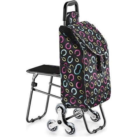 Shopping Trolley with Wheels, Shopping Trolley with Seat, Folding Shopping Trolley, Stair Climber, Portable Hand Truck, Grocery Bag with Wheels, Shopping Trolley (1/5)