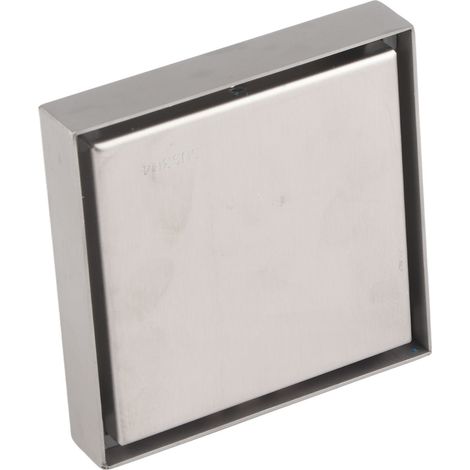 Caniveau de douche invisible carré de 10 cm (4 pouces) en acier inoxydable anti-odeurs, pour salle de bain, finition brossée, épaisseur 1,3 mm, carrelable. (1/5)