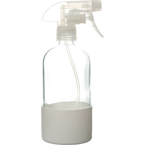 Botellas pulverizadoras de vidrio, 500 ml, juego de 2, reutilizables, con boquilla, aptas para productos de limpieza, plantas, etc., color blanco. (1/5)