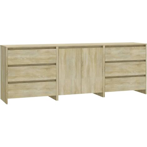 3pcs Buffets Modernes - Meuble de rangement Chêne sonoma Bois d'ingénierie fr12122 (1/5)