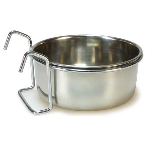 COMEDERO LORO INOX. 8cm.Con Gancho