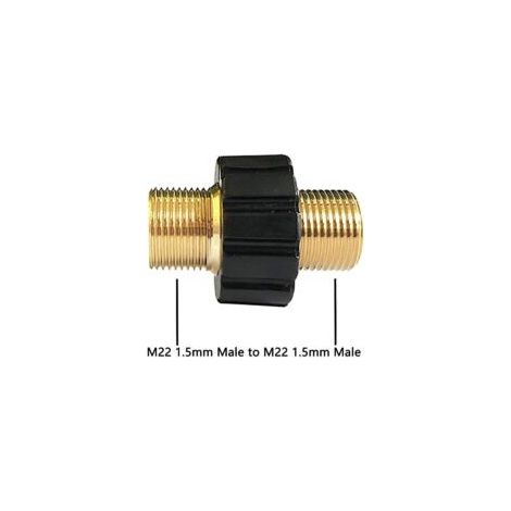Conector rápido para manguera, adaptador para hidrolimpiadora con doble rosca macho M22 x 1.5, compatible con mangueras de hidrolimpiadoras Karcher, Karcher HD y HDs (14 mm de diámetro) - Crezuo