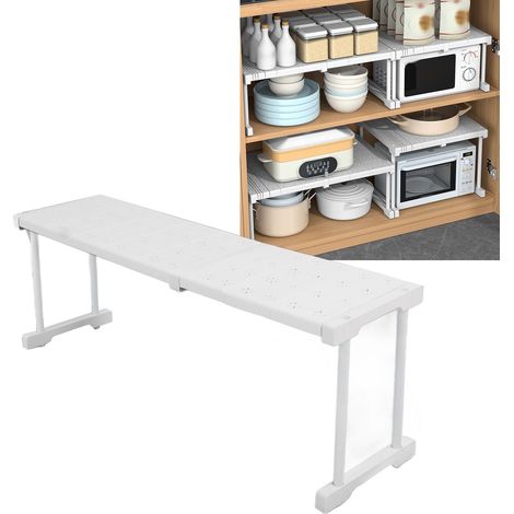 Étagère de rangement extensible pour armoires, placards, étagères d'évier, meubles de cuisine, séparateurs de placard, meubles sous bac à légumes, longueur intérieure 67-88 cm (1/5)