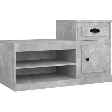 Meuble à chaussures gris béton, 100x42x60 cm, bois d'ingénierie. (1/5)