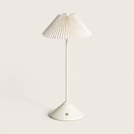 Lampada da Tavolo LED 3W Portatile Metallo con Batteria USB Ricaricabile Denwa Beige