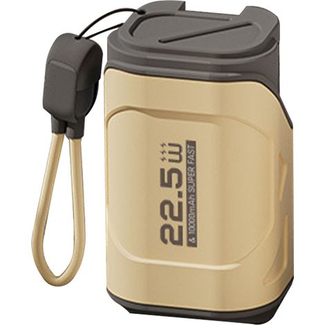 Ortviai Power Bank 10000 mAh avec Prise Murale Intégrée et Câble USB-C, Charge Rapide 22,5 W, Jaune Désert (1/5)