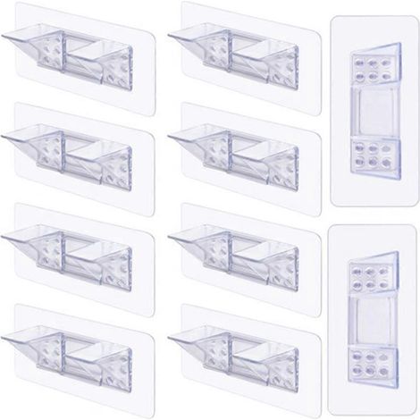 10 supports adhésifs pour étagère, double rangée, renforcés et transparents. (1/5)