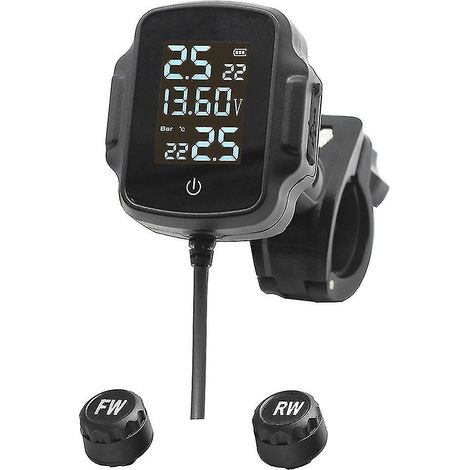Système de surveillance de la pression des pneus de moto (TPMS) avec alarme de température des pneus et QC 3.0 (1/5)