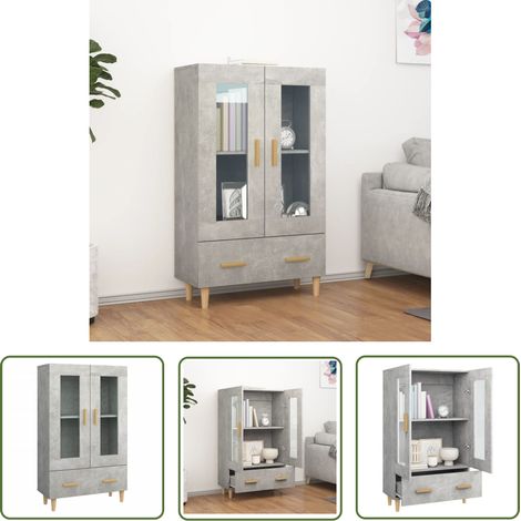 The Living Store Highboard Betongrau 70x31x115 cm Holzwerkstoff - Sideboard - Hochschrank - Wohnraumgestaltung - Holzwerkstoff - Graue Möbel (1/5)