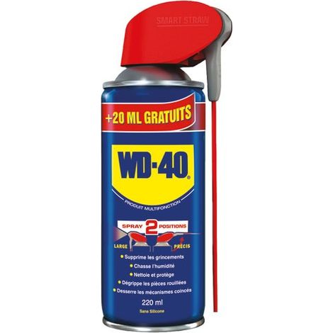 Dégrippant WD-40 220ml – Spray double position – Huile minérale hydrofuge – Protège contre humidité et corrosion (1/5)