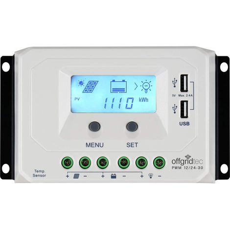 Offgridtec PWM Pro 10920 - Regolatore di carica 12 V/24 V 30 A USB (1/3)